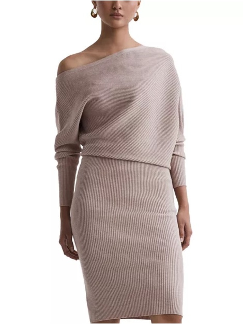 Reiss Lara Draped Knitted Bodycon Dress